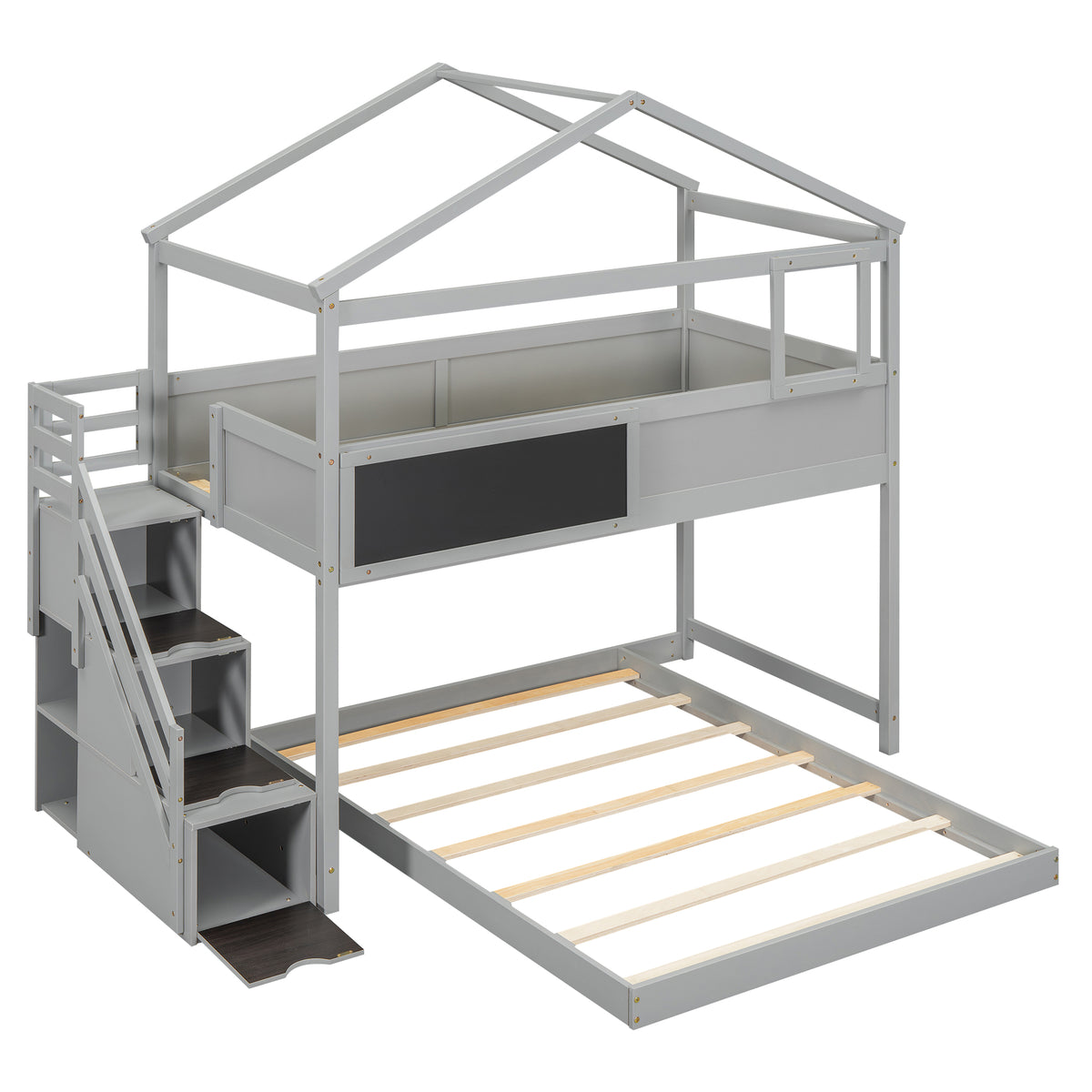 Twin-Full Storage Bunk Bed – Gray