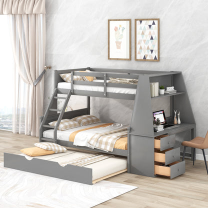 Full Bunk Bed with Desk Gray