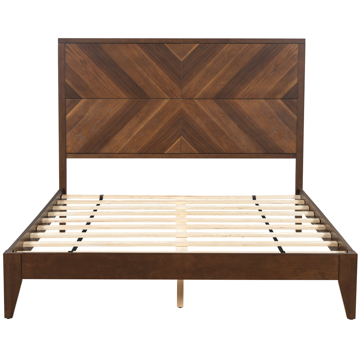 Mid-Century Platform Bed Walnut Queen