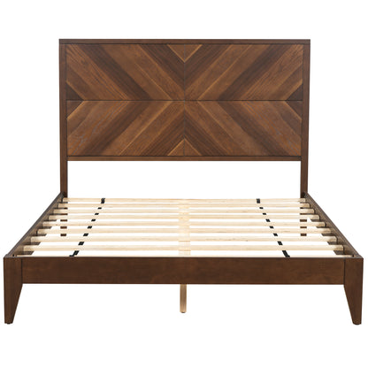 Mid-Century Platform Bed Walnut Queen