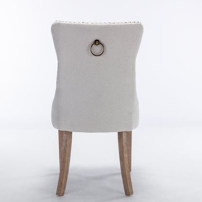 Nikki Tufted Linen Dining Chair Set (2 pcs) – Beige and Gray