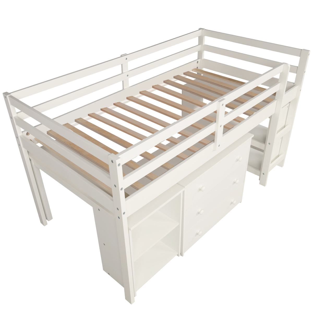 Twin Loft Bed with Desk White