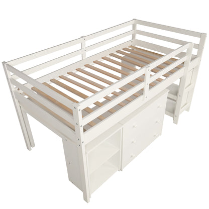 Twin Loft Bed with Desk White