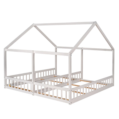 Twin House Platform Bed White