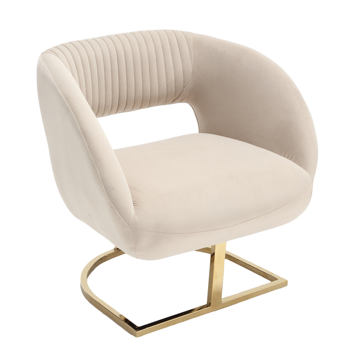 Tufted Accent Chair with Metal Frame Beige