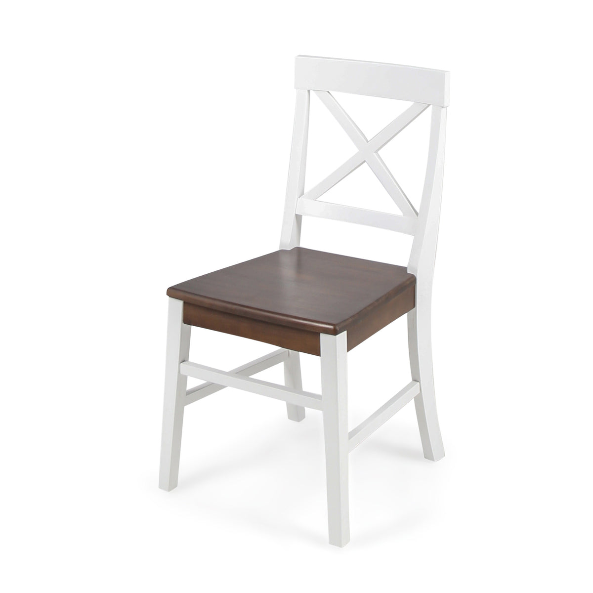Roshan Farmhouse Dining Chair Set (2 pcs) – White & Walnut