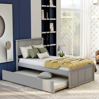 Twin Platform Bed with Trundle – Grey