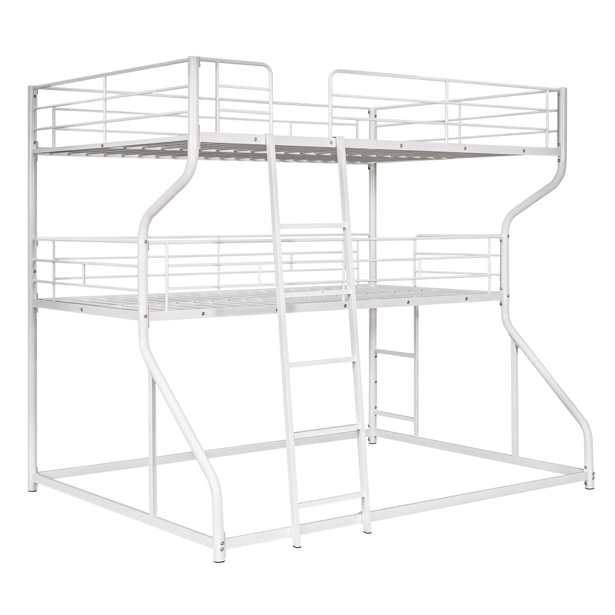 White Triple Bunk Bed – 3-Tier Space-Saving Metal Frame for Kids & Teens