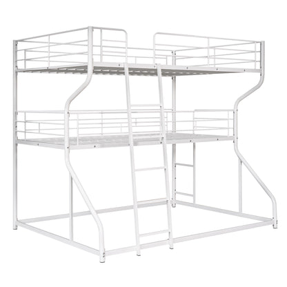 White Triple Bunk Bed – 3-Tier Space-Saving Metal Frame for Kids & Teens