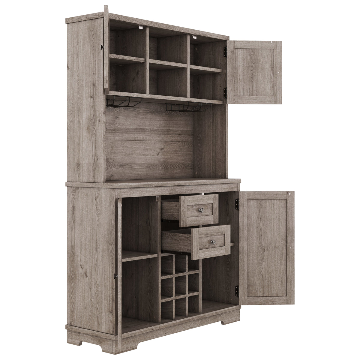 Farmhouse Coffee Bar Cabinet with Wine Storage