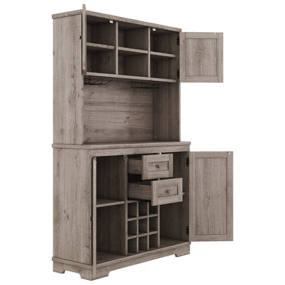 Farmhouse Coffee Bar Cabinet with Wine Storage