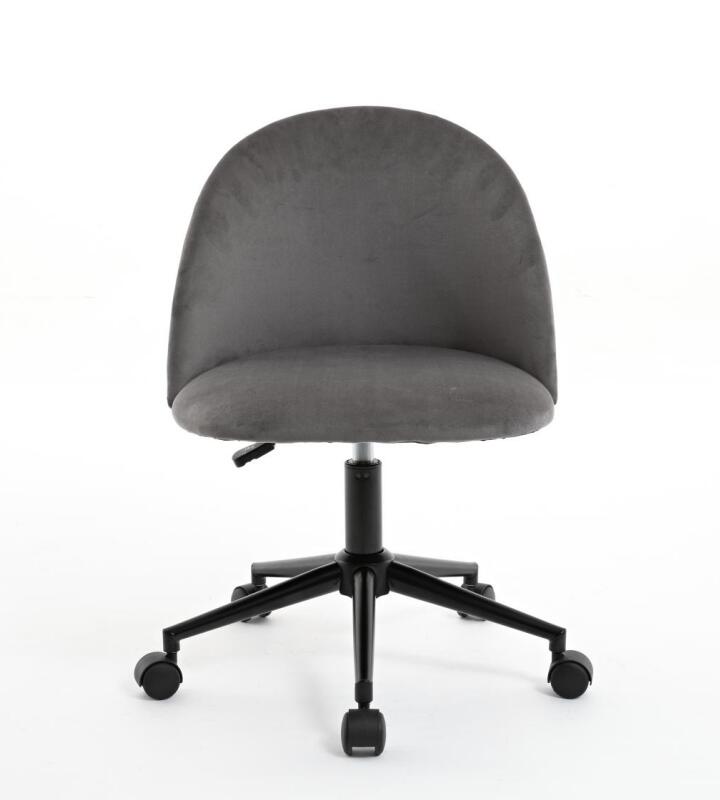 Velvet Swivel Office Chair – Black Legs