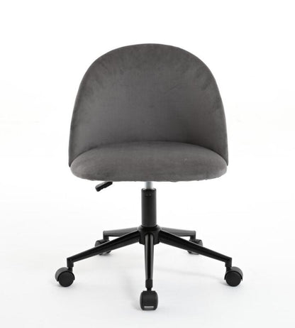 Velvet Swivel Office Chair – Black Legs