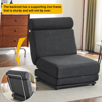 Single Sofa Bed Foldable Gray