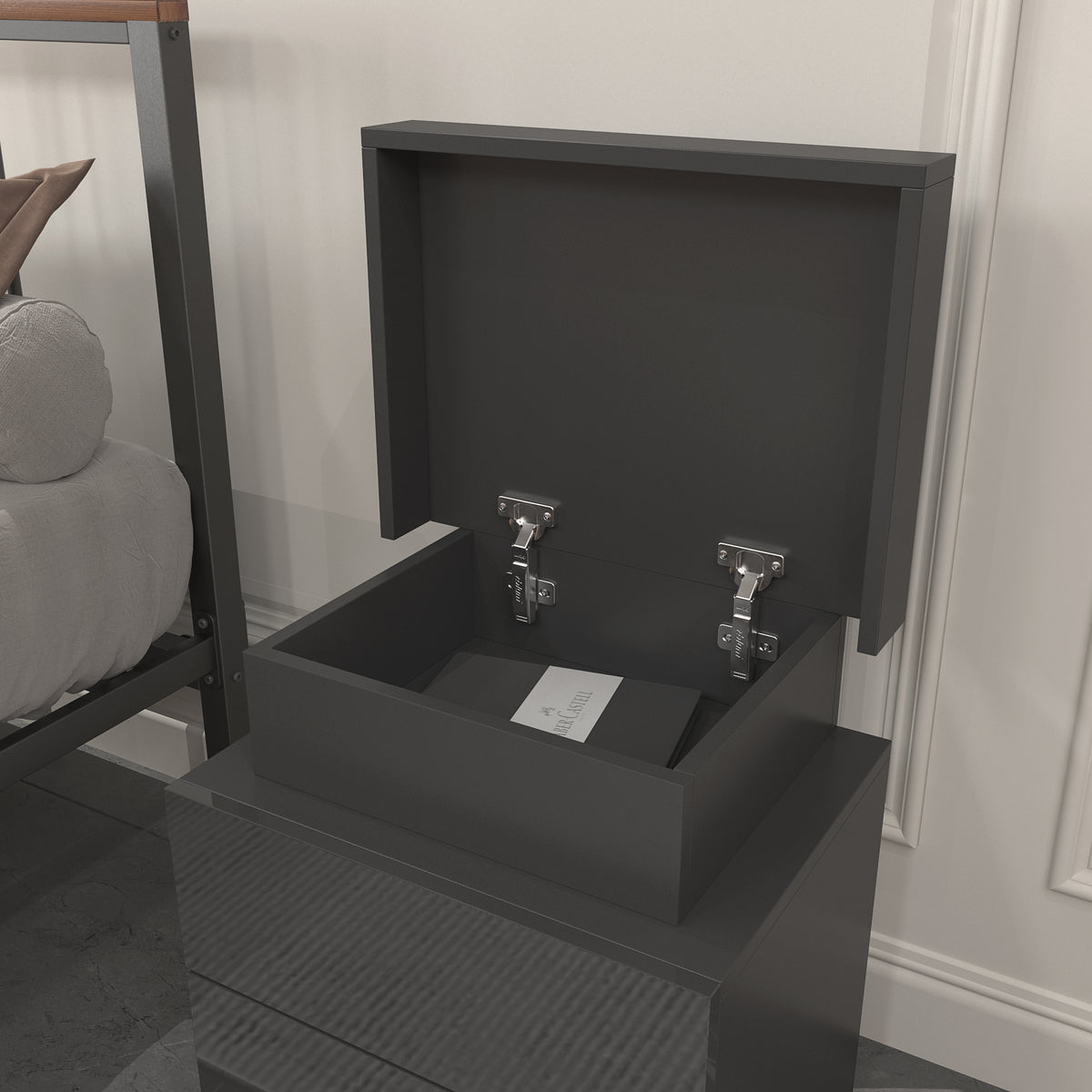 Noir 3-Drawer LED Bedside Table