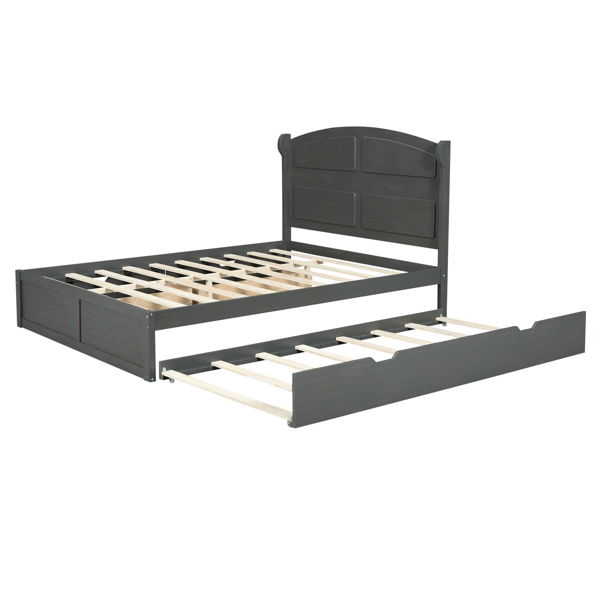 Queen Platform Bed with Trundle Antique Gray