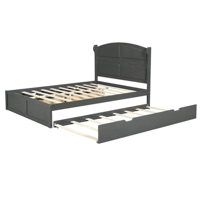 Queen Platform Bed with Trundle Antique Gray