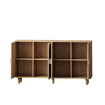 62-Inch Rattan Storage Cabinet with 4 Doors Beige