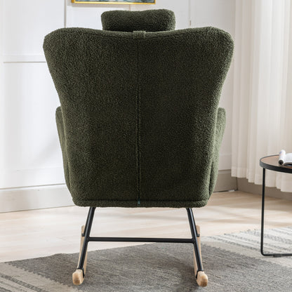 Plush Teddy Rocking Chair – Dark Green