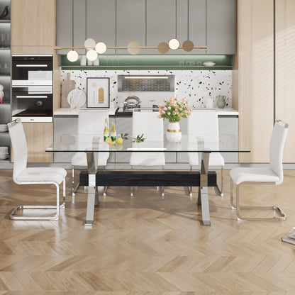 Glass Dining Table – Silver Metal Legs