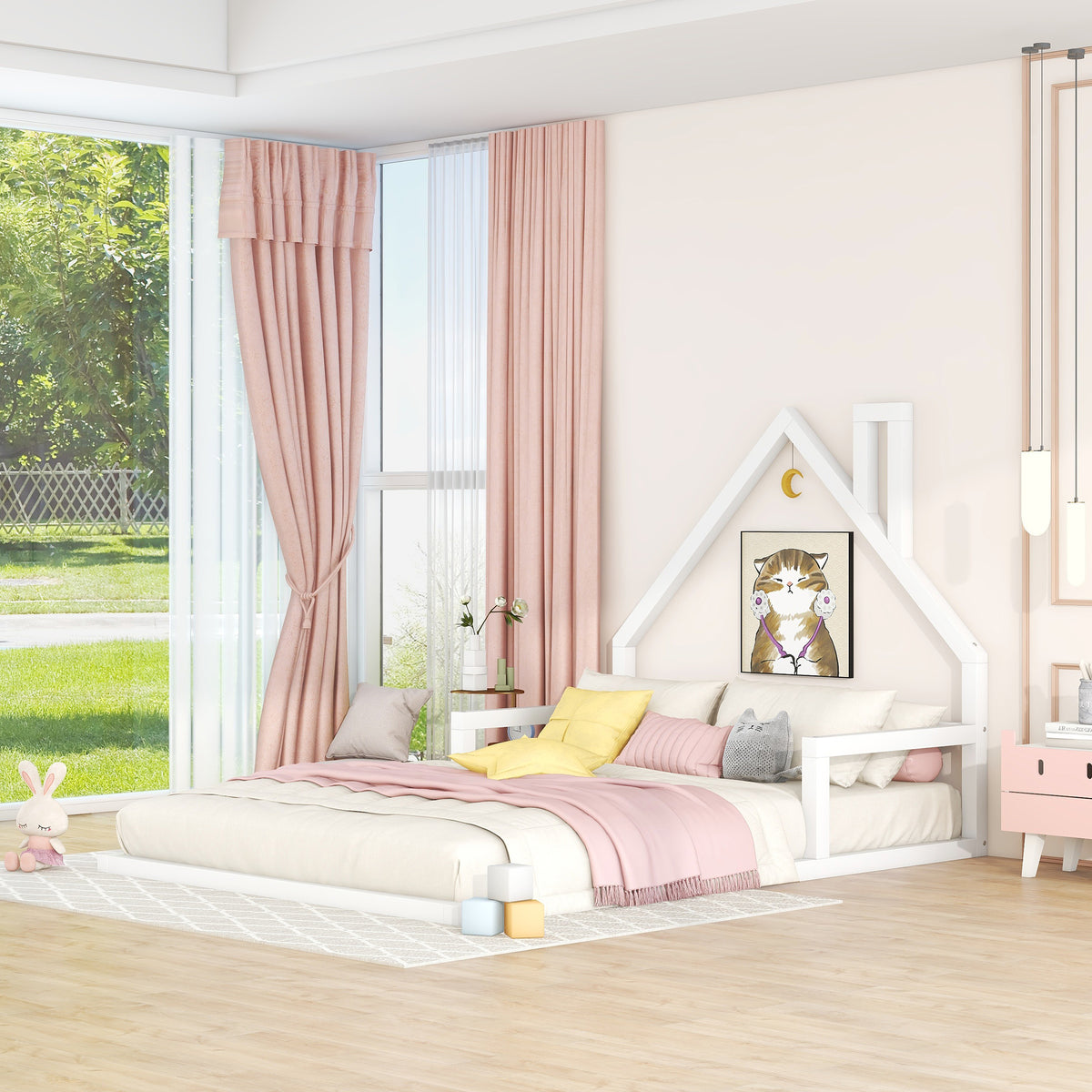 Full Platform Bed White