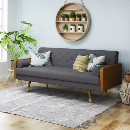 Aidan Mid-Century Tufted Fabric Sofa Gray