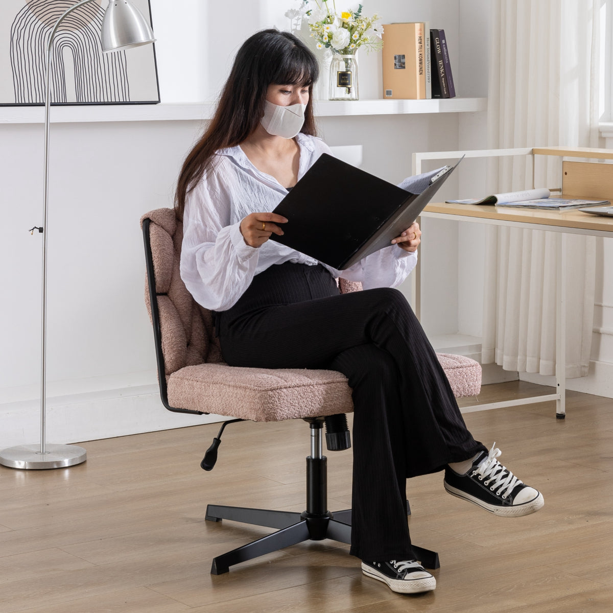 Armless Office Chair – Blush Pink