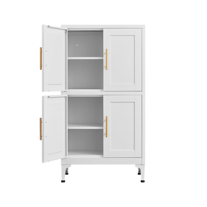 White Metal Kitchen Storage Cabinet Adjustable Shelf