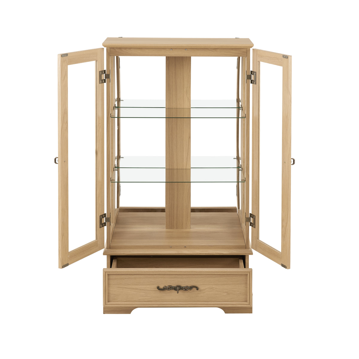 Oak Display Cabinet with Glass Frame