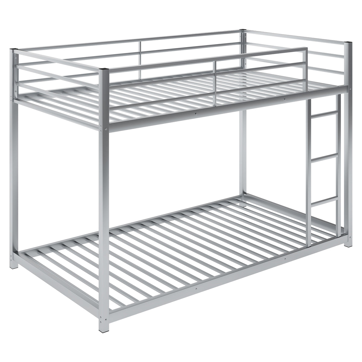 Metal Twin Bunk Bed with Ladder Silver