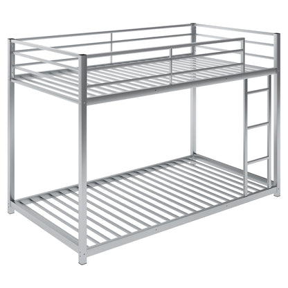 Metal Twin Bunk Bed with Ladder Silver
