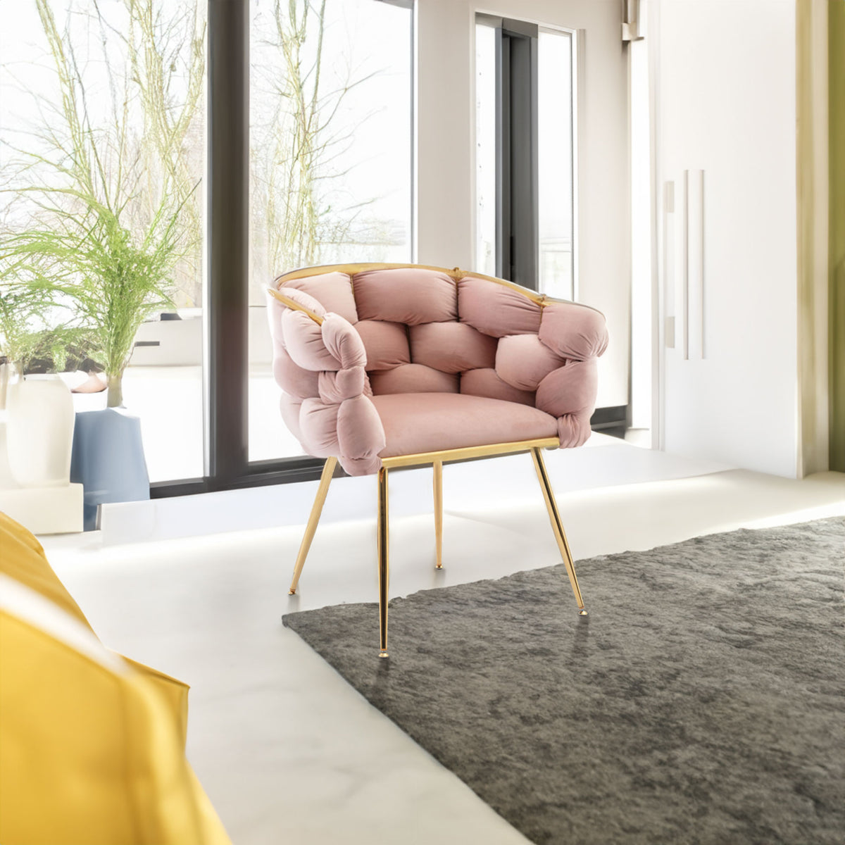 Velvet Leisure Accent Chair Set (2 pcs) – Pink