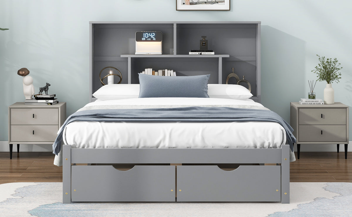 Full Platform Bed Gray
