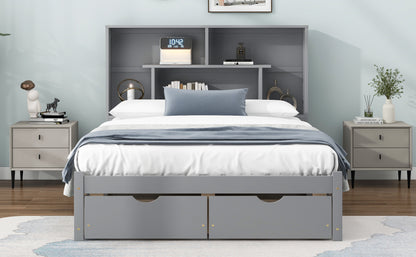 Full Platform Bed Gray