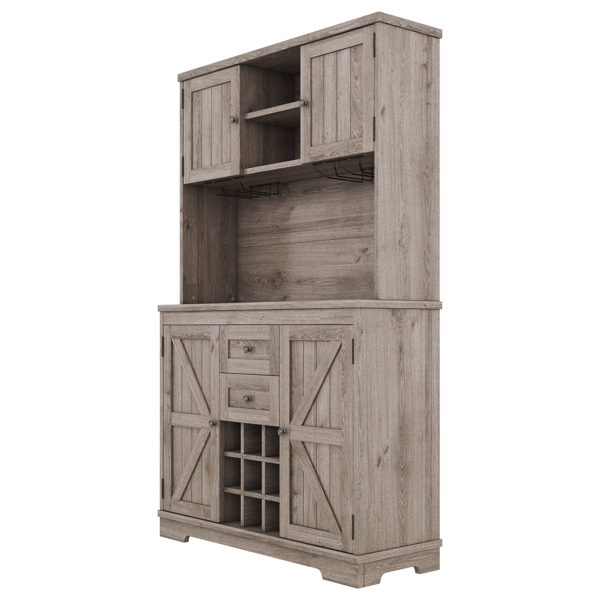 Farmhouse Coffee Bar Cabinet with Wine Storage