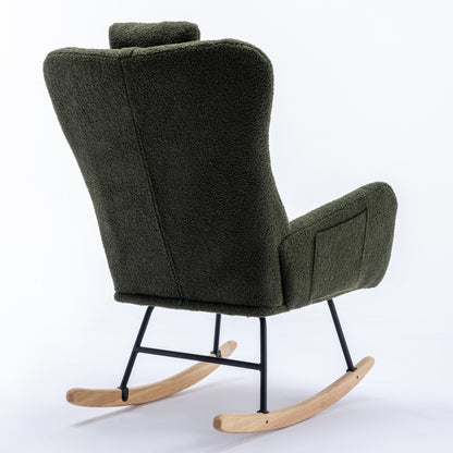Plush Teddy Rocking Chair – Dark Green