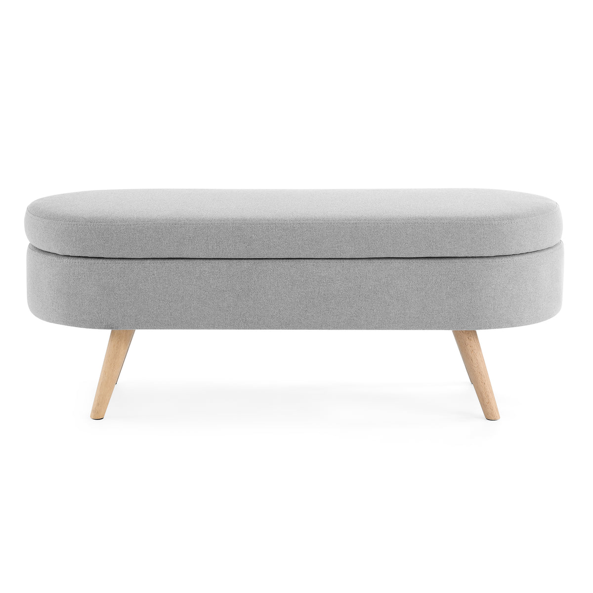 Oval Lift-Top Storage Ottoman – Gray