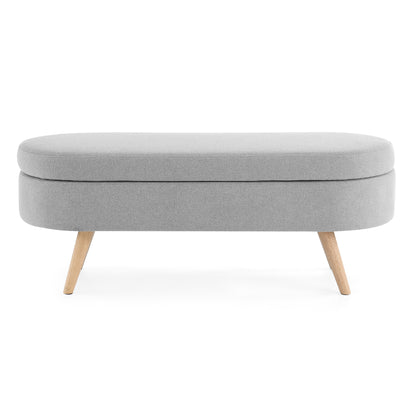Oval Lift-Top Storage Ottoman – Gray