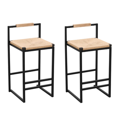 Paper Rope Counter Chairs (2 pcs) – Black Frame