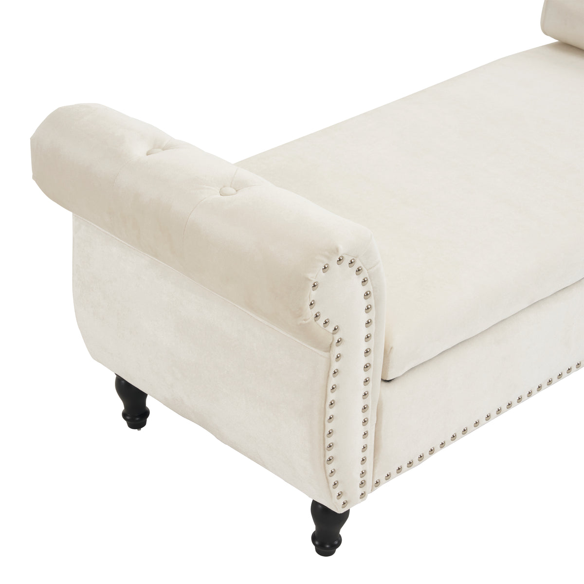 Velvet Storage Ottoman Bench Gray