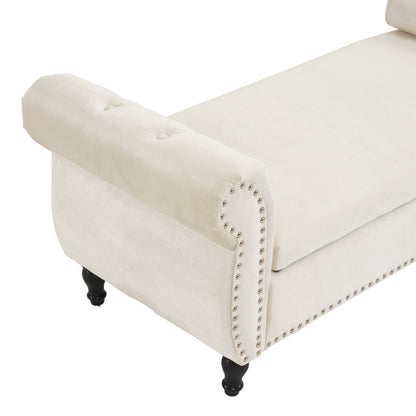 Velvet Storage Ottoman Bench Gray