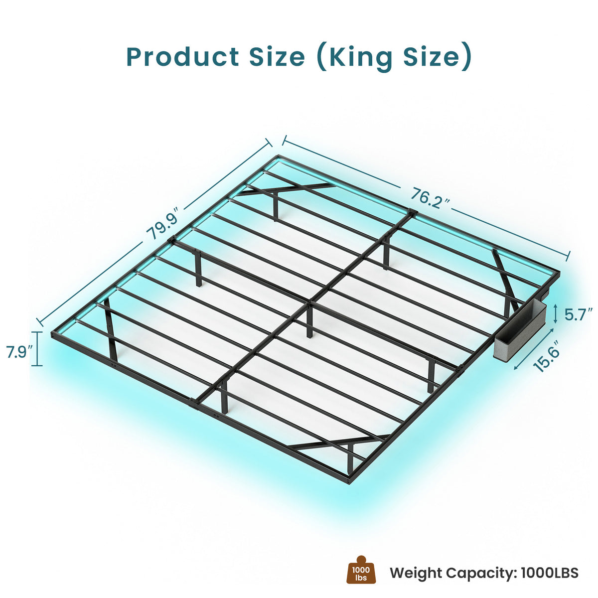 Floating Platform Bed Frame with LED Headboard