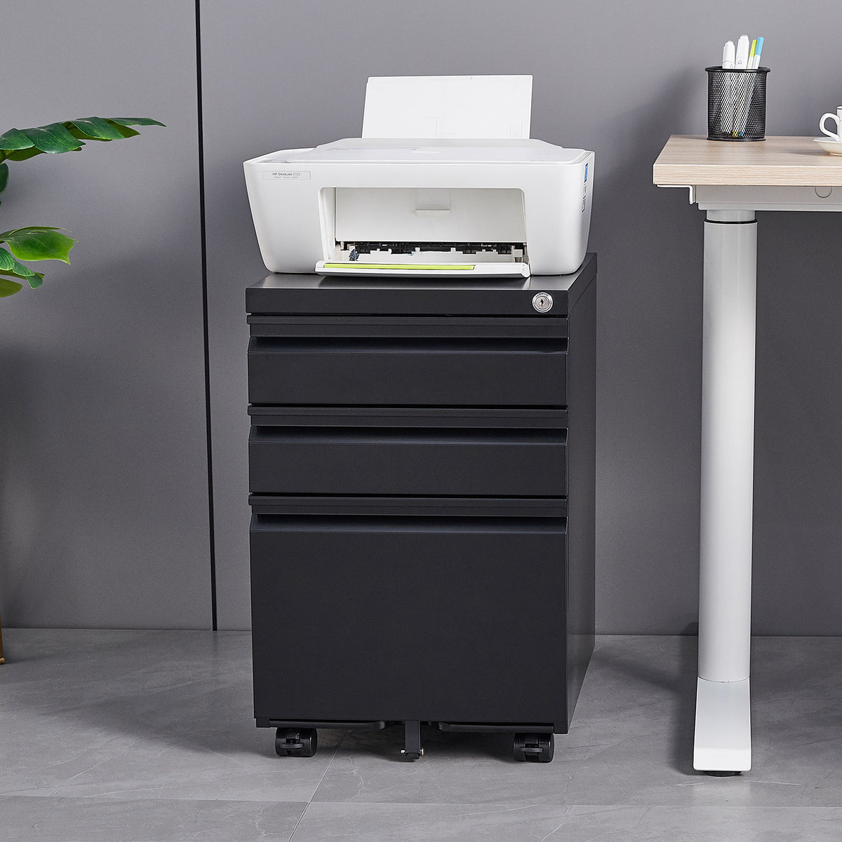 3-Drawer Metal Filing Cabinet with Lock