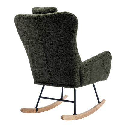 Plush Teddy Rocking Chair – Dark Green