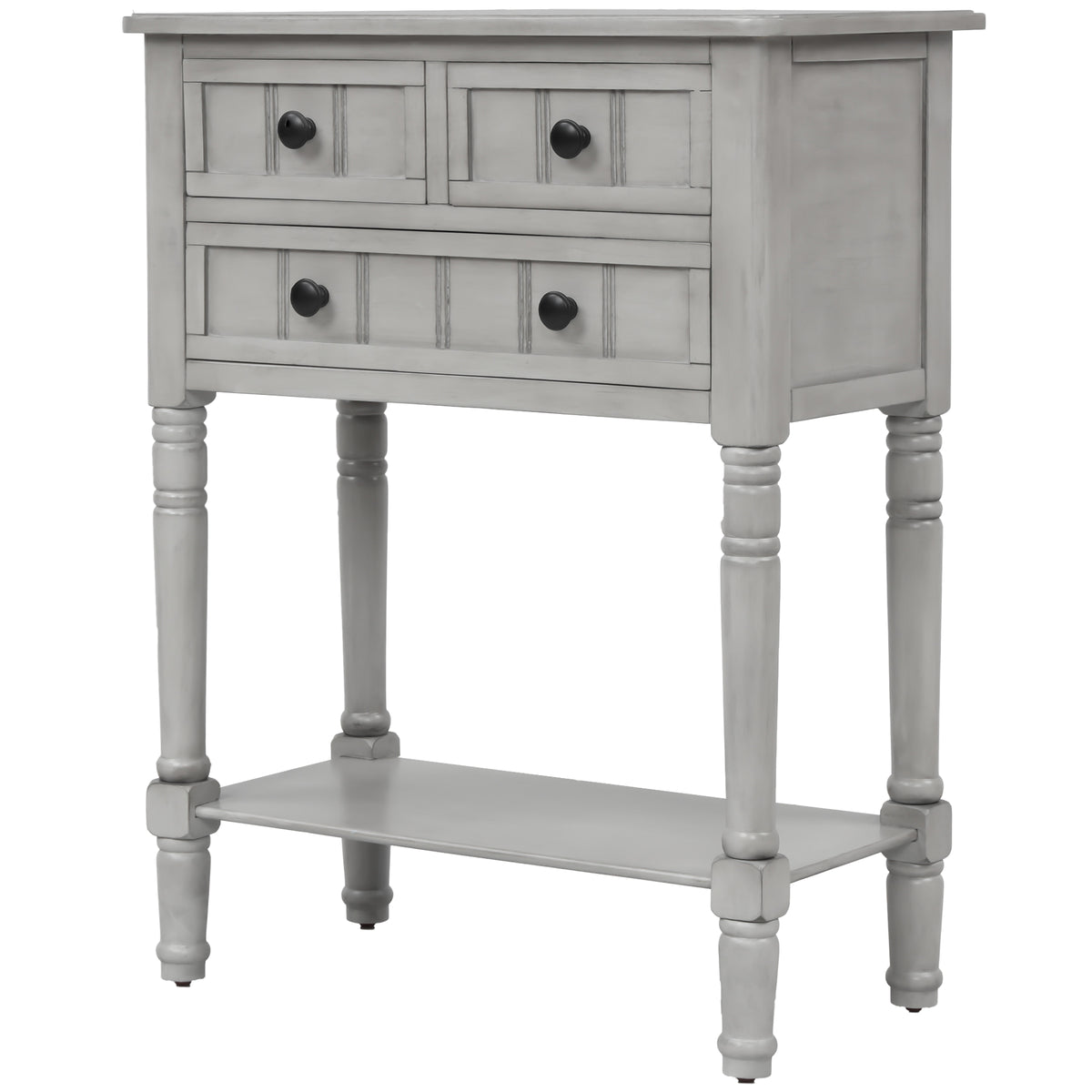 Narrow Console Desk – Grey Washed Finish