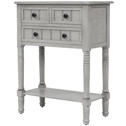 Narrow Console Desk – Grey Washed Finish