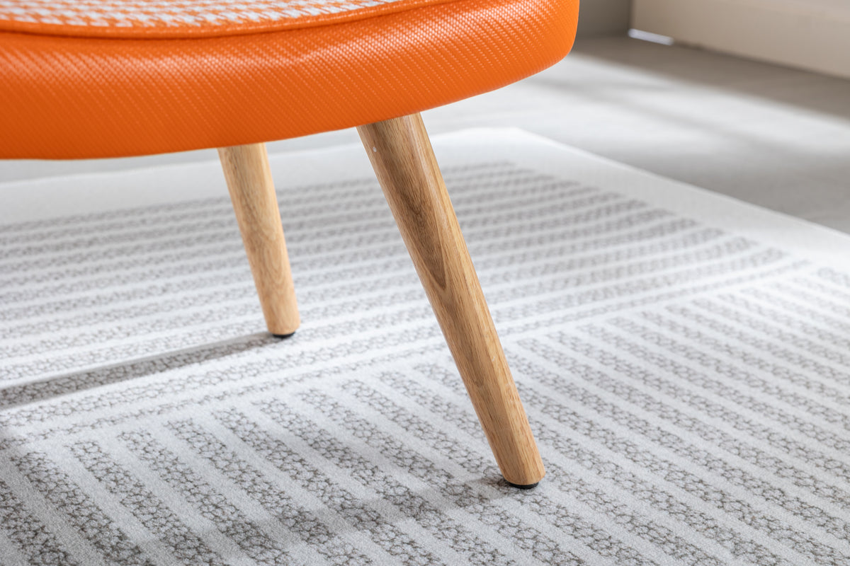 Wooden Step Ottoman with Cushion Orange