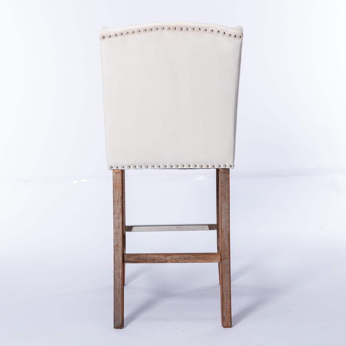 Upholstered Counter Bar Stools Set of 2 Beige