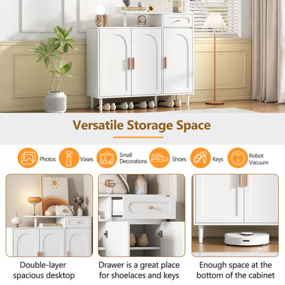 Elegant Shoe Cabinet with Adjustable Shelves White