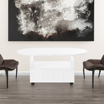 Cream Coffee Table with Storage Drawers – White
